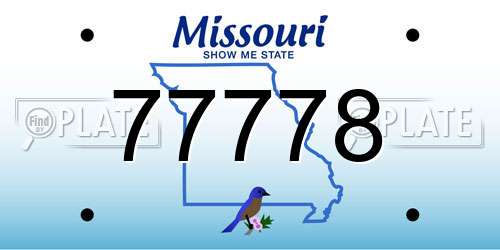 77778 Missouri License Plate
