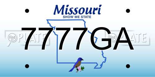 7777GA Missouri License Plate