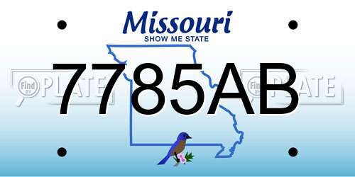 7785AB Missouri License Plate