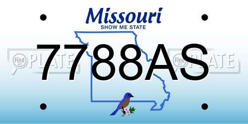 7788AS Missouri License Plate