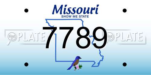 7789 Missouri License Plate