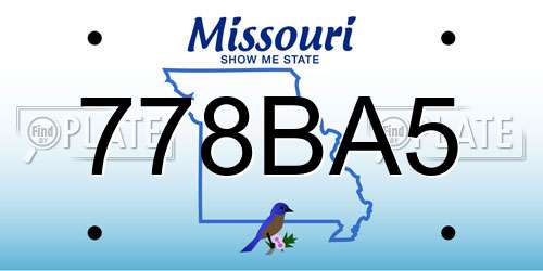 778BA5 Missouri License Plate