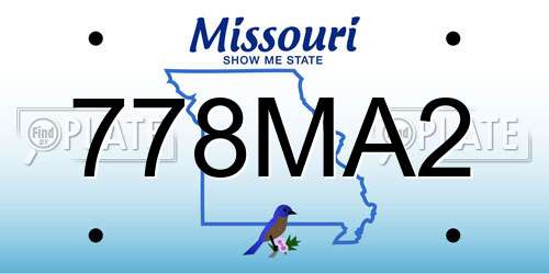 778MA2 Missouri License Plate