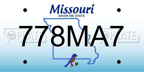 778MA7 Missouri License Plate