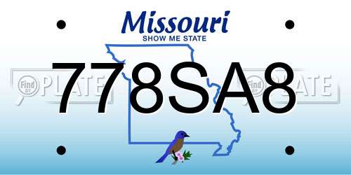 778SA8 Missouri License Plate