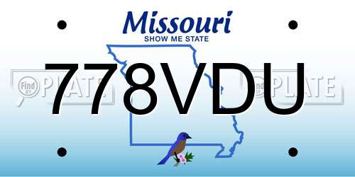 778VDU Missouri License Plate