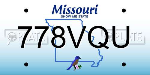778VQU Missouri License Plate