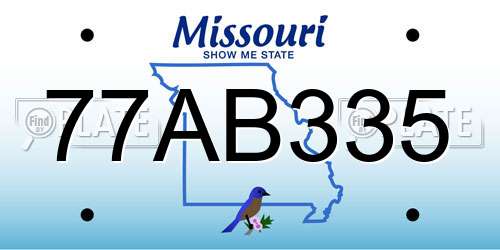 77AB335 Missouri License Plate