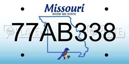 77AB338 Missouri License Plate