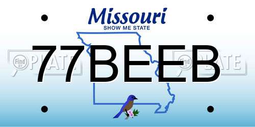 77BEEB Missouri License Plate