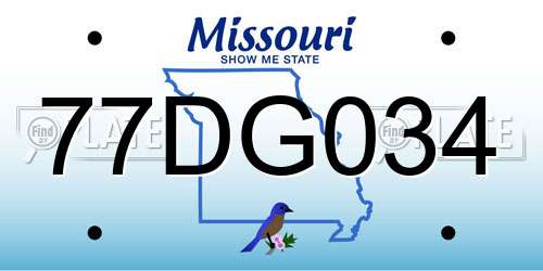 77DG034 Missouri License Plate