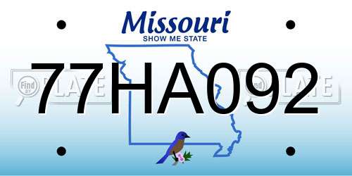 77HA092 Missouri License Plate