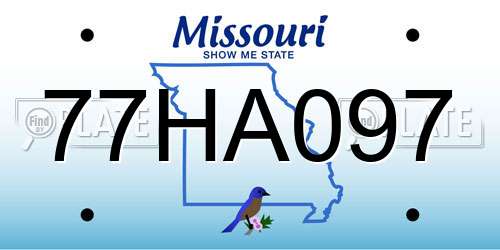 77HA097 Missouri License Plate