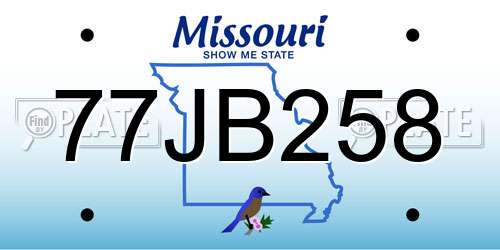 77JB258 Missouri License Plate