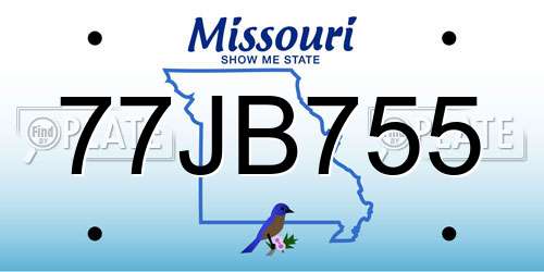 77JB755 Missouri License Plate