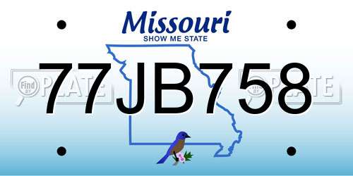 77JB758 Missouri License Plate