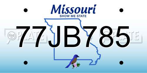 77JB785 Missouri License Plate