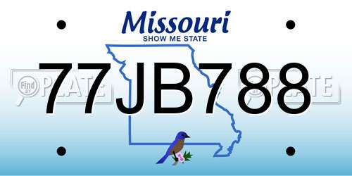 77JB788 Missouri License Plate