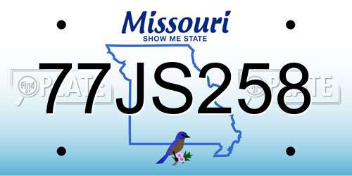 77JS258 Missouri License Plate