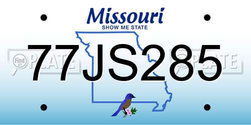 77JS285 Missouri License Plate