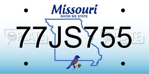 77JS755 Missouri License Plate
