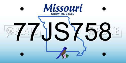 77JS758 Missouri License Plate