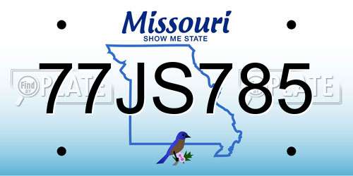 77JS785 Missouri License Plate