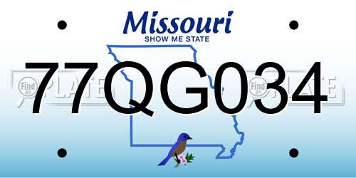 77QG034 Missouri License Plate