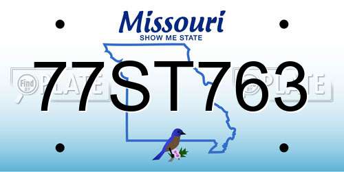 77ST763 Missouri License Plate