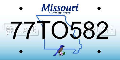 77TO582 Missouri License Plate