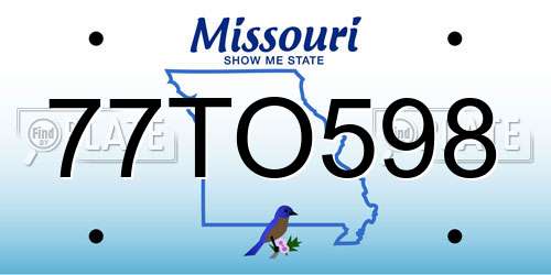 77TO598 Missouri License Plate