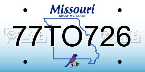 77TO726 Missouri License Plate