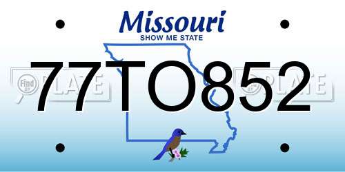 77TO852 Missouri License Plate
