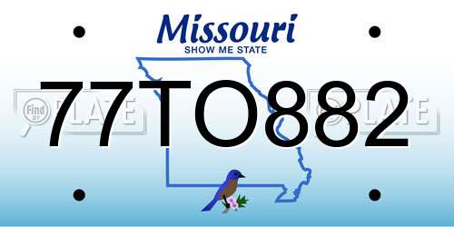 77TO882 Missouri License Plate