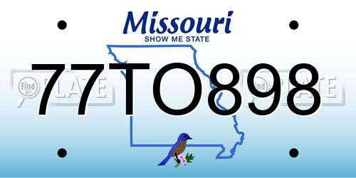 77TO898 Missouri License Plate