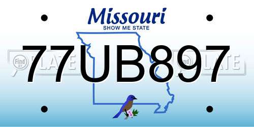77UB897 Missouri License Plate