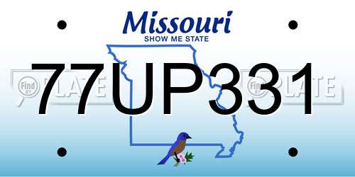 77UP331 Missouri License Plate