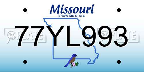 77YL993 Missouri License Plate