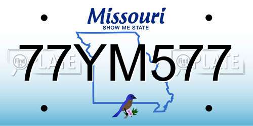 77YM577 Missouri License Plate