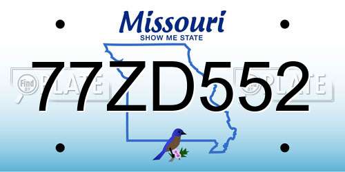 77ZD552 Missouri License Plate