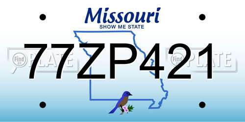 77ZP421 Missouri License Plate