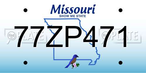 77ZP471 Missouri License Plate