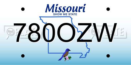 780OZW Missouri License Plate