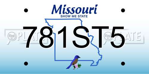 781ST5 Missouri License Plate
