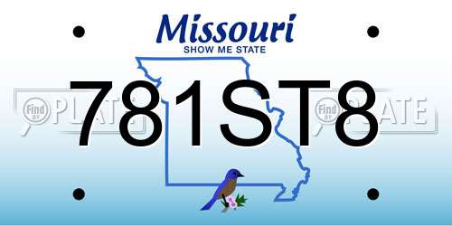 781ST8 Missouri License Plate