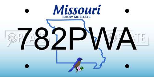 782PWA Missouri License Plate