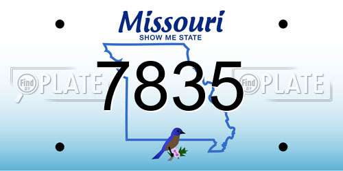 7835 Missouri License Plate