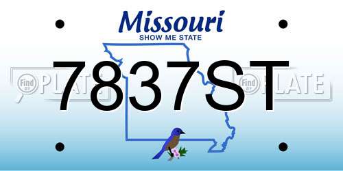 7837ST Missouri License Plate