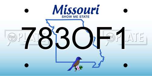783OF1 Missouri License Plate