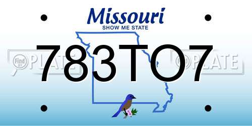 783TO7 Missouri License Plate